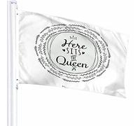 Here Sit The Queen Flag Decor 0,9 x 1,5 m Couronne Coeur Bowknot Fleurs Couronnes Feuilles Polyester Imprimé Motif Décoration d'extérieur pour Maisons et Jardins