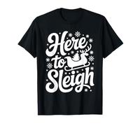Here to Sleigh Funny Xmas Slay Christmas Puns Renne T-Shirt