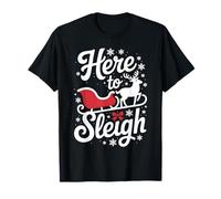 Here to Sleigh Funny Xmas Slay Christmas Puns Renne T-Shirt