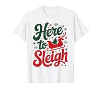 Here to Sleigh Funny Xmas Slay Christmas Puns Renne T-Shirt