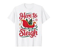 Here to Sleigh Funny Xmas Slay Christmas Puns Renne T-Shirt