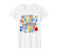 Here We Go Again I Mean Welcome Back Lunch Lady Cafétéria T-Shirt Graphique avec Valeur, Femme, Blanc, L