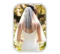 HEREAD Voile de mariée à 1 étage, longueur taille-coude courte, voiles de tulle nuptial avec peigne et bord coupé, blanc, 1 Count (Pack of 1)
