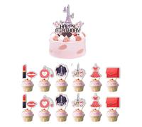 HEREER Lot de 13 décorations de fête à thème Paris pour gâteaux d'anniversaire de filles, mariage, fête prénatale