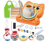 Herefun Kit céramique bricolage pour enfants, tour électrique pour céramique, kit avec argile à modeler sans cuisson, jeu cadeaux créatifs enfants 8 ans