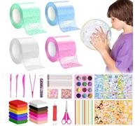 Herefun Nano Tape Bubble Kit, 64 Pièces Kit de Bulles Nano Tape, Nano Tape DIY Kit avec Argile, Nano Tape Bubble Craft Kit, Nano Magic Tape Bubble Jouets pour Enfant, Cadeau de Fête (64PCS)
