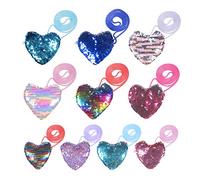 Herefun Porte-Monnaie à Paillettes, 10Pcs Porte-Monnaie à Paillettes pour Petites Mini Portefeuilles en Peluche Sac à Bandoulière Sirène Paillettes, Cadeau Enfant Anniversaire de Sirène