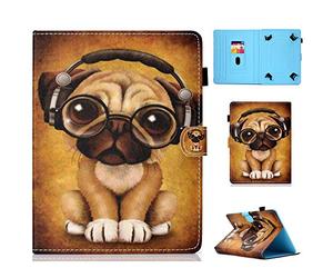 HereMore Coque Tablette de 9 à 10.1", Étui Housse de Protection pour iPad 9.7 2018, Galaxy A6 10.1/Tab E 9.6, ASUS ZenPad 10, Lenovo TB-X103F/Tab 2 A10-70, Huawei MediaPad T3 T5 10/M5 Lite, Chien