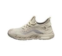 Heren Outdoor Lichte En Handige Vliegende Mesh Oppervlakte Bron Lage Dikke Zool Chaussures de sport décontractées pour homme Chaussures respirantes décontractées légères pour pieds athlétiques, beige