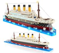 Herenear 4100+ Pièces Jouet de Construction Titanic, Modèle de Bateau Titanic avec Glacier avec Lumière LED, Bateau Blocs Maquette avec Glacier, Blocs Cadeau pour Adultes et Enfants