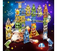 Herenear Blocs Construction Magnétiques Enfants Jouet, 142 Pièces Construction Magnetique Lumineux, 3D Jeux Construction, Educatif Jeux Construction, Cadeaux de Créatif pour Enfants 3 4 5 Ans (142pcs)