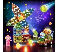 Herenear Blocs Construction Magnétiques Enfants Jouet, 57 Pièces Construction Magnetique Lumineux, 3D Jeux Construction, Educatif Jeux Construction, Cadeaux de Créatif pour Enfants 3 4 5 Ans (57pcs)