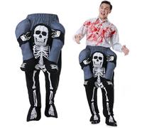 Herenear Déguisement Squelette Adulte Porte Moi, Déguisement Squelette Gonflable, Costume Halloween Carnaval Effrayant Résistant Squelette Homme Femme Taille Unique
