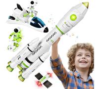 Herenear Fusée Jouet Espace, Navette Spatiale Jouets, 5 en 1 Station Spatiale Martienne et Fusée, Space Shuttle Kit avec Effets Sonores et Lumineux, Jouet de Construction éducatif pour 6 8 9 11 12 Ans