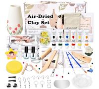 Herenear Kit de poterie en argile à séchage à l'air libre pour débutants, pour la maison, séchage à l'air libre, blanc, pour adultes et enfants, cadeaux créatifs à faire soi-même (kit de poterie)