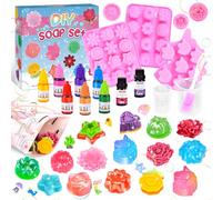 Herenear Kit Fabrication Savon pour Enfants, Set de Savon DIY pour Adultes, 500 g de Base de Savon et 6 Moules, Kit Savon a Faire Soi Meme, Cadeau Educatif pour Enfants