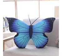 Herfair Beau coussin papillon réaliste en peluche papillon peluche moelleux coussin animal en peluche jouet cadeau rempli pour enfants adultes (bleu, 40 x 30 cm)