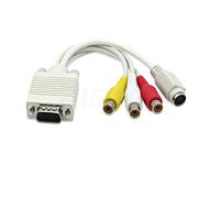 Herfair Câble VGA vers RCA, VGA vers S Video 3 RCA Convertisseur AV TV Out Câble Adaptateur pour TV PC Ordinateur Vidéo AV Projecteur