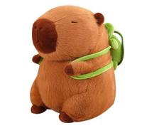 Herfair Capybara Peluche avec sac à dos de tortue, doudou, mignon, poupée en peluche, coussin, pour la décoration de la maison et les enfants, 35 cm