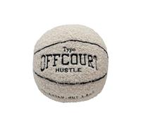 Herfair Coussin de basket-ball 3D Offcourt - 25 cm - Oreiller de basket-ball - Balle de basket-ball en peluche douce - Décoration de chambre - Cadeaux de basket-ball pour garçons et filles (blanc)