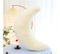 Herfair Coussin douillet pour enfant - En forme de lune et moelleux - Coussin décoratif en peluche - Pour chambre d'enfant - Blanc - 45 cm