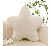 Herfair Coussin en peluche pour enfant, doux et moelleux, en forme d'étoile, décoratif, pour canapé, chambre d'enfant, chambre à coucher, blanc, 40 cm