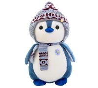 Herfair Doudou pingouin avec capuche - Cadeau (20 cm, bleu)