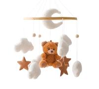 Herfair Mobile - Cloche de lit pour bébé - Avec ours en peluche - En bois - Pour fille - À suspendre - Pour lit de bébé - Marron