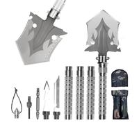 Herfair Pelle pliante multifonction en acier inoxydable - 3 angles - Pour randonnée, camping, survie (D)