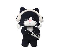 Herfair Peluche chat avec écouteurs - 30 cm - Chat DJ cool - Peluche douce Kawaii - Musique - Décoration et cadeau pour enfants