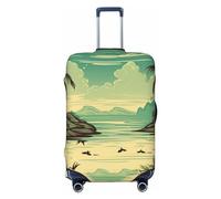 HerfsT Housse de bagage de voyage avec imprimé palmiers et île déserte, élastique, lavable, anti-poussière, protection pour bagages de 45,7 à 81,3 cm, Noir , XL
