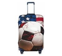 HerfsT Housses de bagage de voyage avec ballon de football sur fond de drapeau américain, élastique, lavable, housse de bagage anti-poussière pour bagages de 45,7 à 81,3 cm, Noir , XL