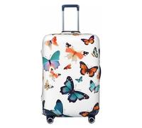 HerfsT Housses de bagages de voyage avec beaucoup de papillons colorés imprimés, housse de bagage élastique lavable anti-poussière pour bagages de 45,7 à 81,3 cm, Noir , XL