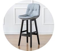 HerfsT Tabouret de bar avec dossier en bois noir, siège double couche et repose-pieds large, tabouret de bar pour comptoir de restaurant (taille : 61 cm, couleur : gris foncé)