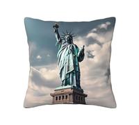 HerfsT Taie d'oreiller carrée imprimée statue de la Liberté, douce et durable, housse de coussin décorative pour canapé, lit, sofa, chambre à coucher, 45,7 x 45,7 cm