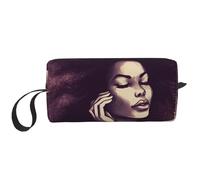 HerfsT Trousse de maquillage pour femme - Grande capacité - Trousse de toilette portable - Rangement de voyage, Cheveux Africains Femmes Noires, Taille unique