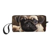 HerfsT Trousse de maquillage pour femme - Violet - Grande capacité - Trousse de toilette portable - Rangement de voyage, Chiots Carlin, Taille unique