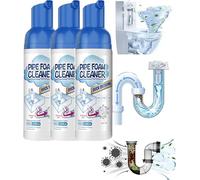 Herios Lot de 3 nettoyants en mousse pour canalisations, déboucheur de cheveux liquide, déodorant en mousse pour évier de cuisine, toilettes, éviers et baignoires