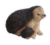 Hérisson Avec Bébé Déco Résine 16cm Marron