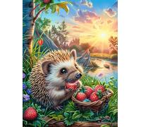 Hérisson avec des pommes dans un jardin fleuri 1000 Pieces Casse-tête Expert Confirmé En Carton Anti-Déchirure Faune sauvage et animaux de compagnie Très Difficile Motif Complexe Décoration Murale Cad