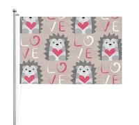 Hérisson avec un cœur d'amour,Drapeau de jardin, bannière décorative, drapeau double face, 2 x 3 pieds, pour extérieur et intérieur