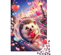 Hérisson Cœur Fleurs 1000pcs Mini Puzzle pour Famille Cadeau d'anniversaire