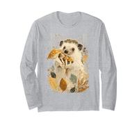 Hérisson d'automne Tenant des Champignons dans Une scène Rustique de forêt Manche Longue