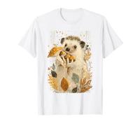 Hérisson d'automne Tenant des Champignons dans Une scène Rustique de forêt T-Shirt