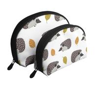 Hérisson de Feuilles d'automne, Trousse de Maquillage Coquille Femme Petit Porte-Monnaie Trousse de Toilette Trousse à cosmétiques 2 pièces