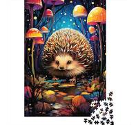 Hérisson de Forêt Puzzle 1000 Pièces Papier pour Adultes Scène de Champignons Fantastiques Jeu de Puzzle 1000 Pièces Détente Cadeau Décor 38x26cm/1000pcs