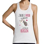 Hérisson | De l'amour à Donner | Débardeur Femme Humour Fun Drôle et Mignon - Collection Animaux et Races de Chiens Collection Animaux XXL