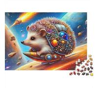 Hérisson de l'espace Puzzle 1000 Pièces Papier Puzzle pour Adultes Aventure Cosmique Décompression Cadeau Famille 70x50cm/1000pcs