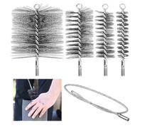 Hérisson de ramonage, 4 Pièces Brosses de Ramonage Cheminée, Brosse de Chaudière, Kit Ramonage Poele, Diamètre 30/50/80/150mm avec 1 Mètre Rallonge pour Tuyau de Poêle, Cheminée, Tuyau de Poêle