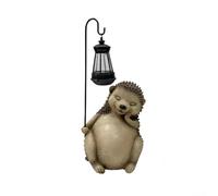 Hérisson décoratif de jardin à énergie solaire, statue d'animal en résine avec lumière solaire pour pelouse, terrasse, cour avec construction résistante aux intempéries (marron)